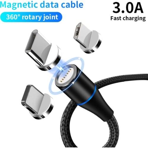 3A Magnetic Fast Charge Type C Micro USB For Samsung A32 A72 Xiaomi Poco X3 M3 Redmi 9A 7 for iphone X 11 12 Phone Charger Cable