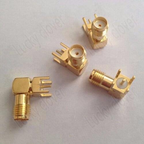 50 pcs Gold SMA female right angle solder PCB mount RF connector Adapter