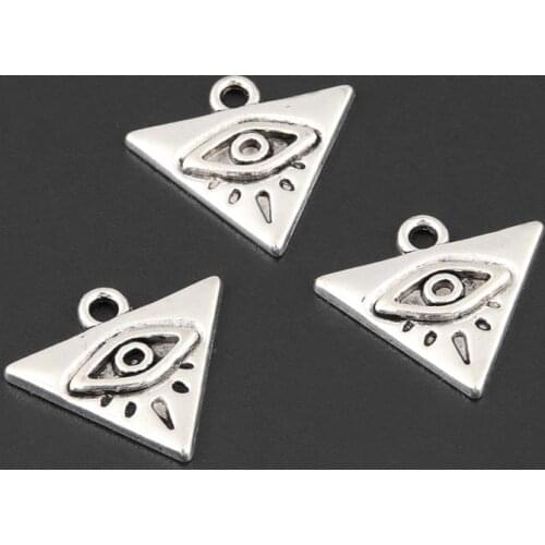 50pcs Silver Color 14.5x16mm Triangle Eye Charms Geometric Pendant Fit DIY Jewelry Making Handcrafted Accessories