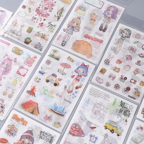6 Sheets/set Cute Cartoon Kids Stickers Washi Diary Decoration Material DIY Scrapbooking Journal Deco Kawaii Stationery Stickers