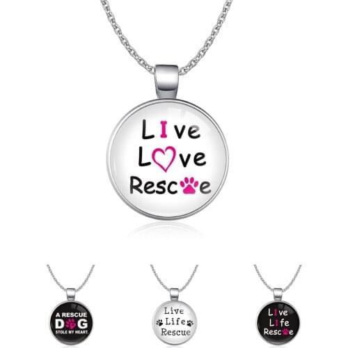 Infinity Love Animal Rights A Rescue Dog Stole My Heart Live Life Rescue Dog Mom Paw Print Necklaces for Women