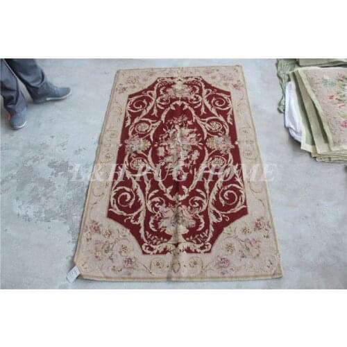 Free shipping 10K 3'x5' small carpets rugs needlepoint woolen rugs RED floral design area carpet rugs