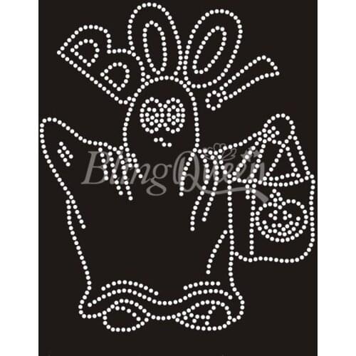 BlingQueen Wholesale 25PCS/LOT Rhinestone Hot Fix Iron On Halloween Design Free Shipping