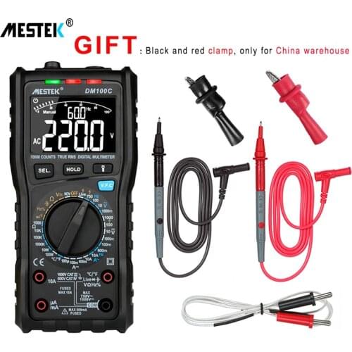 MESTEK DM100C True-RMS Digital Multimeter Button 10000 Count With Analog Bar Graph AC/DC Voltage Ammeter Current Ohm manual/auto