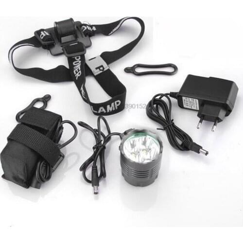 By dhl 10set Lantern 4x T6 Light Headlight 5200 Lumen LED Light Lamp Headlamp + 8.4V Charger + 5200mAh Battery Pack
