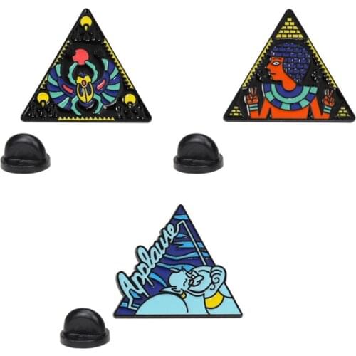 Egyptian pyramid fashion triangle frog spider drip enamel metal brooch alloy pin DIY decoration bag badge