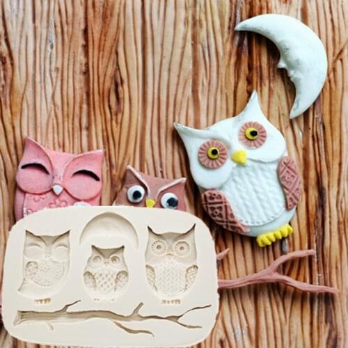 Owl Branches shape Lace silicone Resin Mold DIY Chocolate Cake Mousse Dessert Fondant Molds For Baking Decoration Tools M022