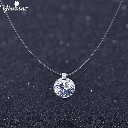 Yiustar Tiny Circle Invisible Chain Rhinestone Choker Necklaces Pendants Women Shining Necklace Fancy Mothers Day Petit Collier