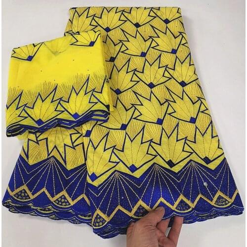 Hot Selling African Cotton Lace Fabrics Nigerian French Embroidery Lace Swiss 100% Cotton Net Laces Fabrics 5+2Yard/Lot A1948