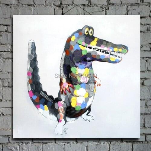 Cartoon Oil Painting on Canvas Abstract Animal Wall Art for Home Decoration The crocodile Handpainted WX15041102