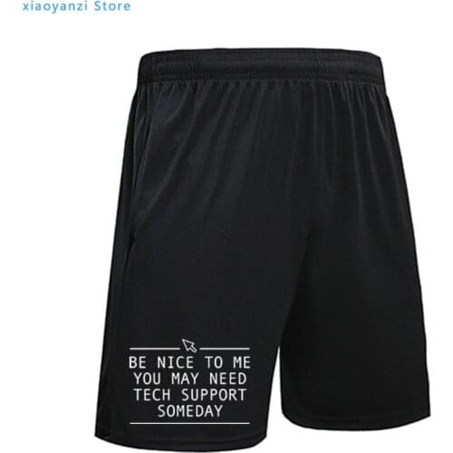 Funny Tech Support Printed Mens sports Novelty Gift shorts Computer Geek Smart Harajuku running short pants Summer Style S-XL