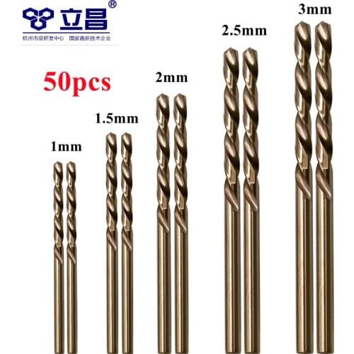 LICHANG 50pcs Twist Mini Drill Bit Set HSS High Speed Steel Metal Tools Battery Cobalt Wood High Quality Power 1/1.5/2/2.5/3mm