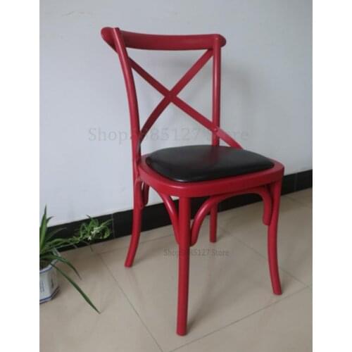 Solid Wood Dining Chair Cafe Chair American Country Back Fork Chair Bone Chair Teahouse Industrial Restaurant Stool Nordic Frenc