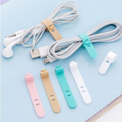 4PCS/lot Silicone Organizer Winder Straps Headphones Soft Tape USB Wire Cable Tie Utensil Organize Storage Holder Earphone Clips