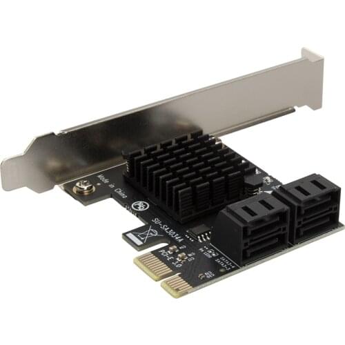 PCI Express Sata Controller 4 Ports 6Gbps PCI-E to SATA3.0 Expansion Miner Adapter Card SSD IPFS Mining Controller Adapter Card