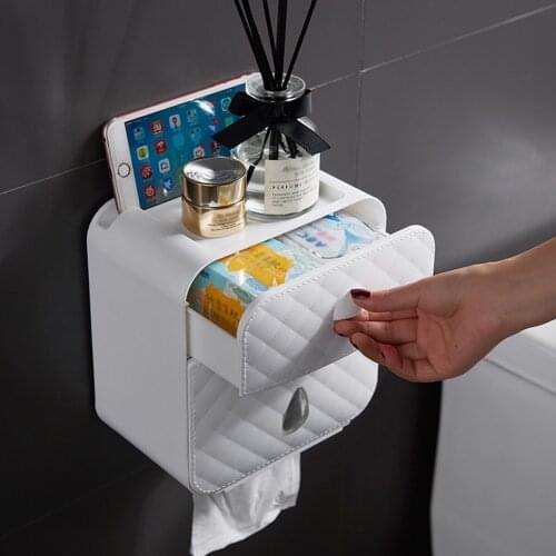 Plastic toilet paper holder bathroom double paper tissue box wall mounted paper shelf storage box toilet dispenser