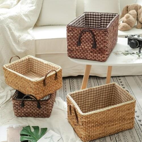 Woven Storage Basket Sundries Storage Boxes for Clothes Toys Nordic Laundry Basket with Handle Home Organizers for Snacks Books