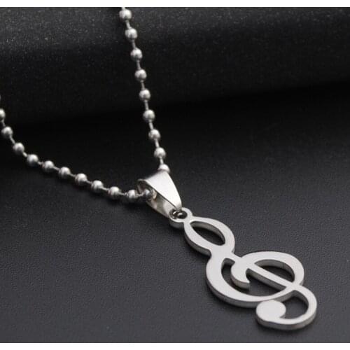 Gift stainless steel Clef Music Note Symbol pendant chain Necklace Logo Musical Emblem Talisman Charm Notation Sign jewelry gift