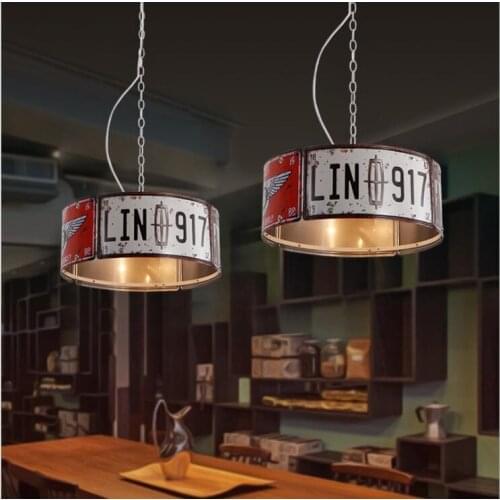 Industrial chandelier retro loft iron personality American bar restaurant network coffee iron creative license plate chandelier
