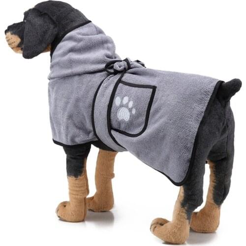 Adjustable Pet Drying Towel Super Absorbent Capacity Soft Dog Bathrobe Robe Warm Animal Pajamas Hooded Clothes