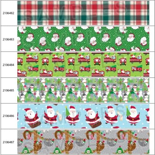 Cartoon Santa Claus Ribbon Printed Grosgrain Christmas Ribbon Tape 5Yards for Party Decoration Wrap DIY Crafts Packing Belt