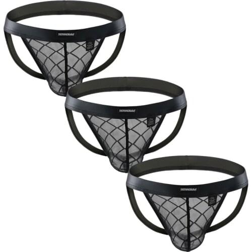 Sexy Mens Underwear Gay Thongs G-Strings Mesh See Through Underpants Backless Sissy Panties Mens Thongs Pouch Tangas Jockstrap