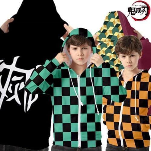 Kimetsu no Yaiba Demon Slayer Nezuko Zenitsu Shinobu Kochou Cosplay Costum Hoodies Halloween Kids Adult Unisex Anime Jacket Coat