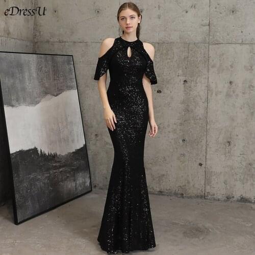 Cold Shoulder Evening Dress Mermaid Party Dress Elegant Sequins Vestido de Fiesta Robe de Soiree Long Formal Dress YNY-16223