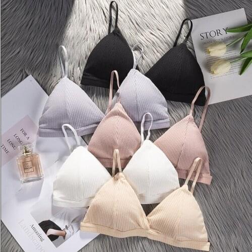 Womens Elegant Triangle Cup Sexy Bras Deep V Wireless Underwear Girls Bralette Top French Style Lingerie Femme Adjusted Strap