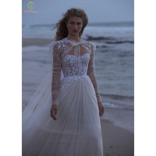 SSYFashion Sweetheart White Evening Dress for Women Flower Beading A-line Beach Formal Party Gowns with Shawl Vestidos De Noche