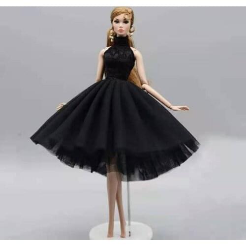 1/6 Elegant Black High Neck Princess Doll Dress for Barbie Clothes Party Gown Ballet Dancing Vestido 11.5" Dolls Accessories Toy