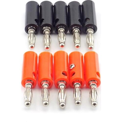 10pcs Banana Plate Plugs Connectors 4mm Solderless For Audio Speaker Video Musical DIY Connector Red and Black
