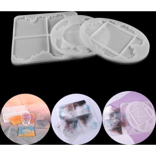 1cs Square Round Shaped Wave Coaster Irregular UV Resin MoldsDIY Dried Flower Resin Tools for Jewelry Making Accessories