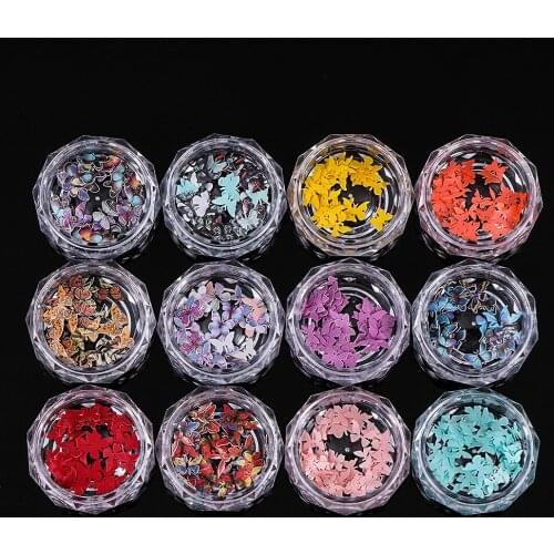 2 Box Colorful 3D Butterfly Nail Sequins Decoration Optionals Flakes Slices DIY Nail Art Decoration Charm Manicure Accessory