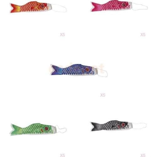 25pcs Various Color Japanese Carp Windsock Flag Carp Banner Koinobori Fish Wind Streamer Celebration Decoration 55cm