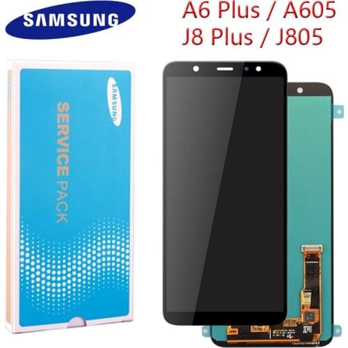 6.0" TFT/AMOLED Display For Samsung Galaxy A6 Plus A6+ A605 LCD J8+ J8 Plus SM-J805F J805 LCD Display Touch Screen Digitizer