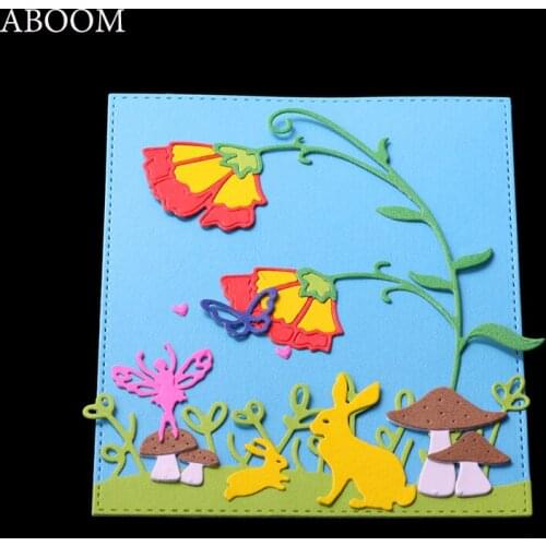 ABOOM Hot Card Rabbit Metal Die Cuts For Scrapbooking Frames Metal Carbon Steel Cutting Dies For Cards Making DIY Craft Folder