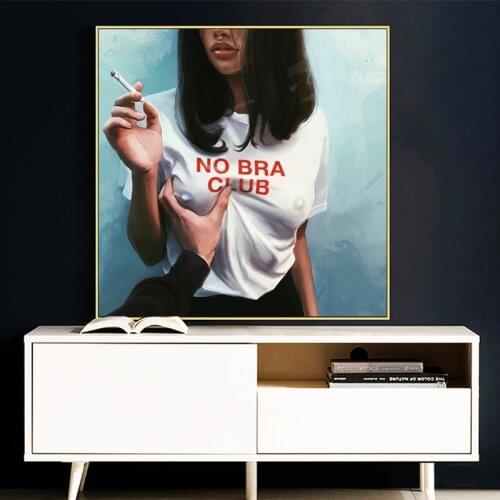 Abstract No Bar Club Girl Canvas Painting Modern Posters and Prints Wall Art Picture for Living Room Home Decoration Cuadros