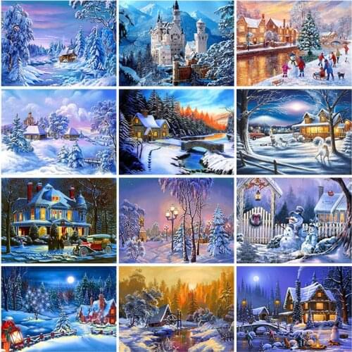 DIY Snow Scene 5D Diamond Painting Full Round Square Rhinestone Mosaic Diamante Embroidery Cross Stitch Wall Art Home Gift