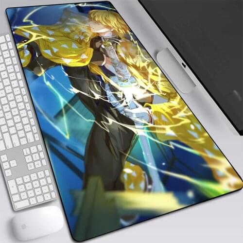 70x30/90x40cm Large Keyboard Mat Anime Demon Slayer Kimetsu No Yaiba Gaming Mouse Pad Locking Edge Table Mat for PC Laptop