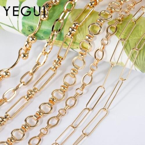 YEGUI C202,diy chain,18k gold plated,0.3microns,copper metal,hand made chain,jewelry making,diy bracelet necklace,1m/lot