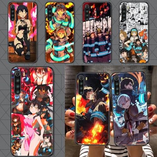 Anime Fire Force Shinra Kusakabe Phone case For Xiaomi Redmi Note 7 7A 8 8T 9 9A 9S 10 K30 Pro Ultra black painting Etui 3D