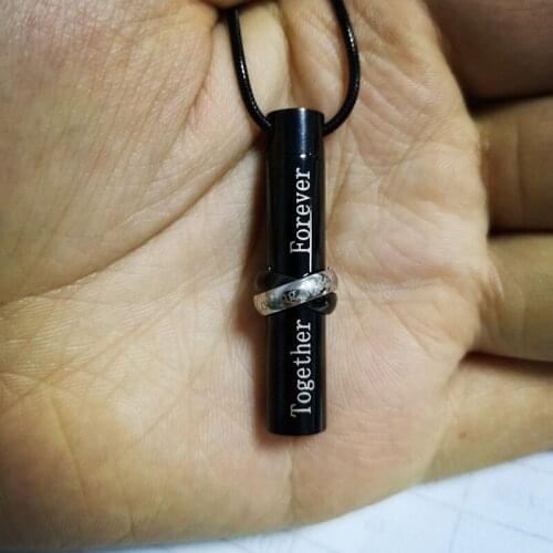 IJD9944 'in Loving Memory Together Forever ' Cylinder Memorial Pendant Ashes Urn Cremation Necklace for Women/Men