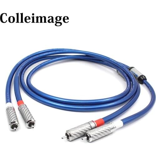 Colleimage Hifi Carbon fiber Ring RCA plug Audio Cable Amplifier 2RCA to 2RCA Male CD DVD Amplifier Interconnect RCA Cable