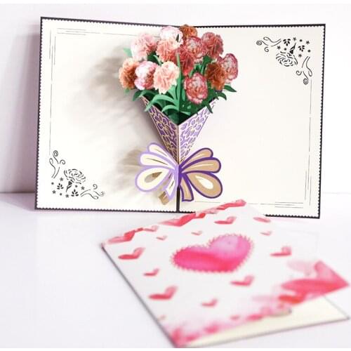Mothers Day Teachers Day Blessing Three Dimensional Greeting Card 3D Bouquet Small Card Florist Greeting Card