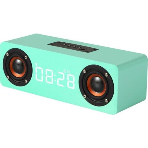 Wood Bluetooth Speaker LED Display Alarm Clock Support FM TF AUX Wireless Computer Phone PC Gift Idea Portable Subwoofer