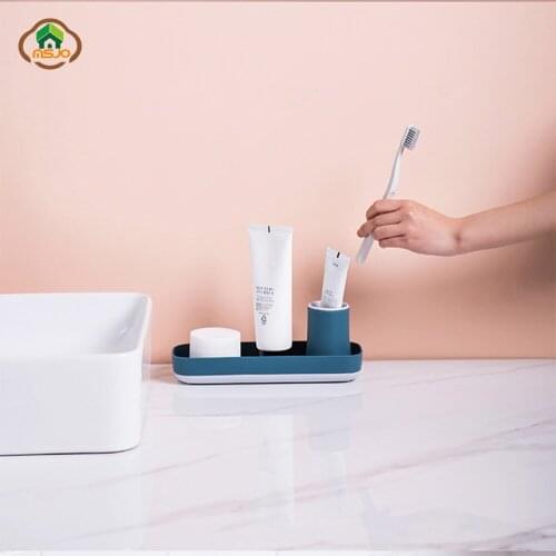 MSJO Tooth Brush Holder Bathroom Accessories Kitchen Soap Clean Brush Wash Storage Shelf Drain Rack Toothpaste Toothbrush Holder