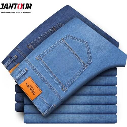 Jantour Pure Cotton Brand Mens Jeans Spring Autumn Casual Straight Cowboy Stretch Denim Trousers Male Brand clothing 40 42