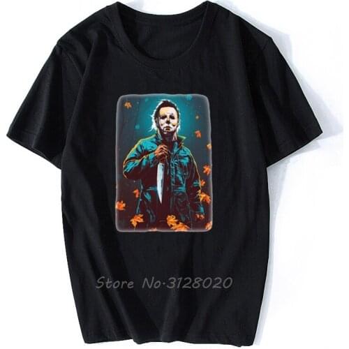 Halloween Horror T-Shirt Michael Myers Horror Men Cotton O-neck TShirt Hip Hop Tees Tops Streetwear Harajuku
