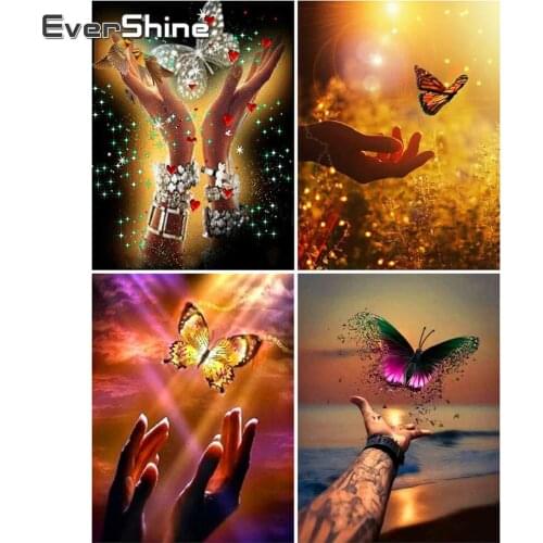 EverShine Full Drill Square Diamond Painting Animal DIY Diamond Embroidery Butterfly Picture Cross Stitch Mosaic Handmade Hobby